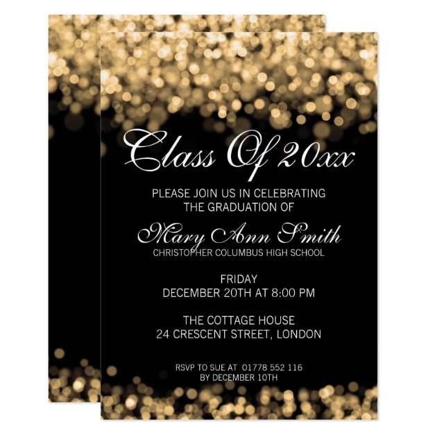 Elegant Graduation Party Gold Lights Invitation