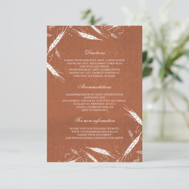 Wheat Fall Orange Wedding Details- Information Enclosure Card