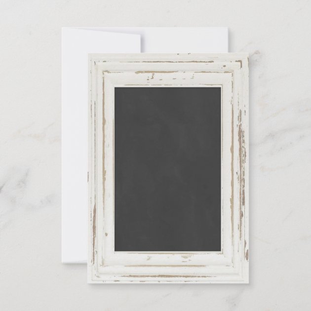 White Rustic Frame Chalk Wedding RSVP Card 2