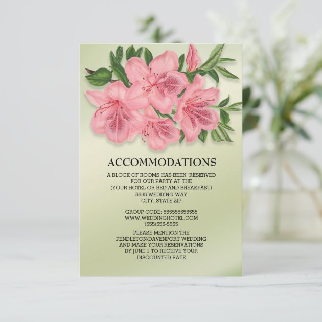 Pink And Green Vintage Floral Accommodations Enclosure Card
