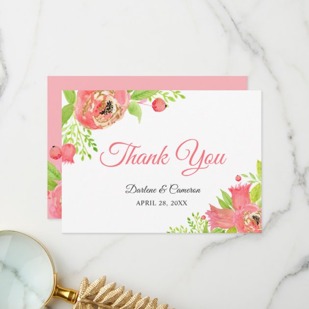 Bright Coral Pink Botanical Garden Thank You