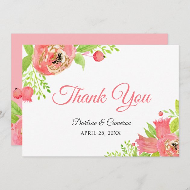 Bright Coral Pink Botanical Garden Thank You