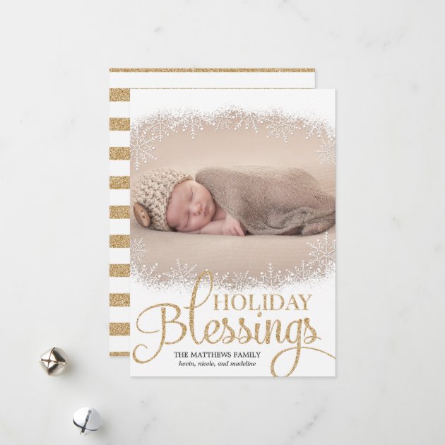 Holiday Blessings Holiday Photo Cards - White