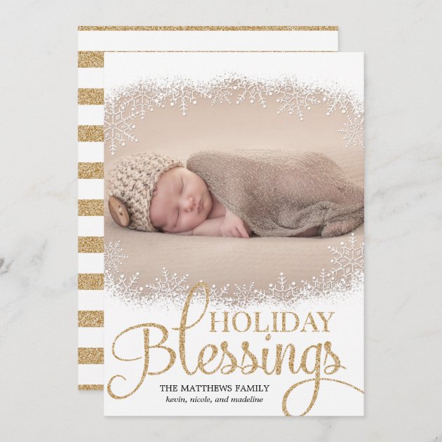 Holiday Blessings Holiday Photo Cards - White