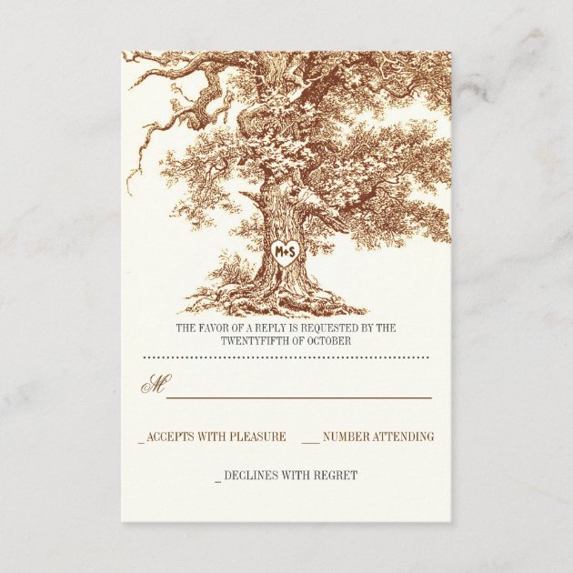 Brown Old Tree Rustic Wedding RSVP Cards