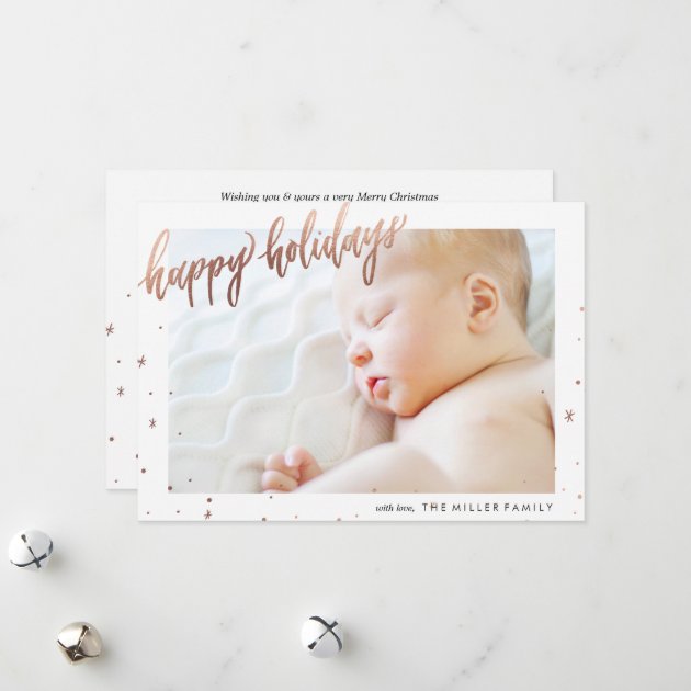 Happy Holidays Calligraphy Foil Photo Card