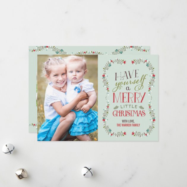 Lovely Garlands Christmas Photo Card - Light Blue