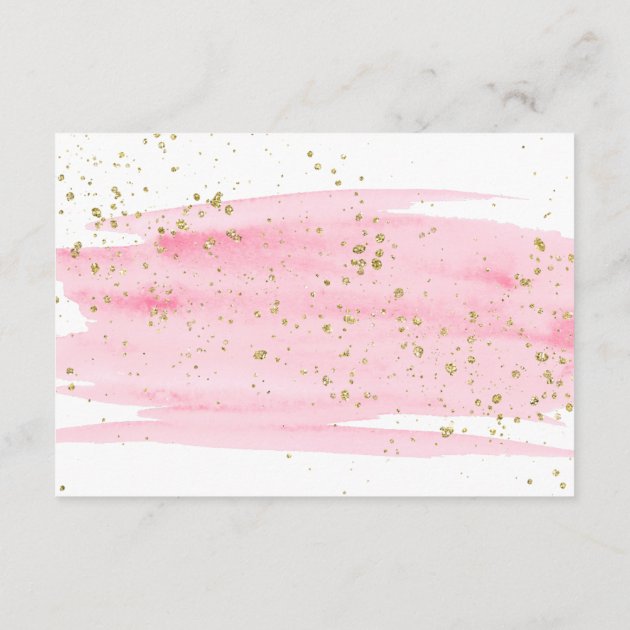 Watercolor Blush And Gold Wedding Reception Card