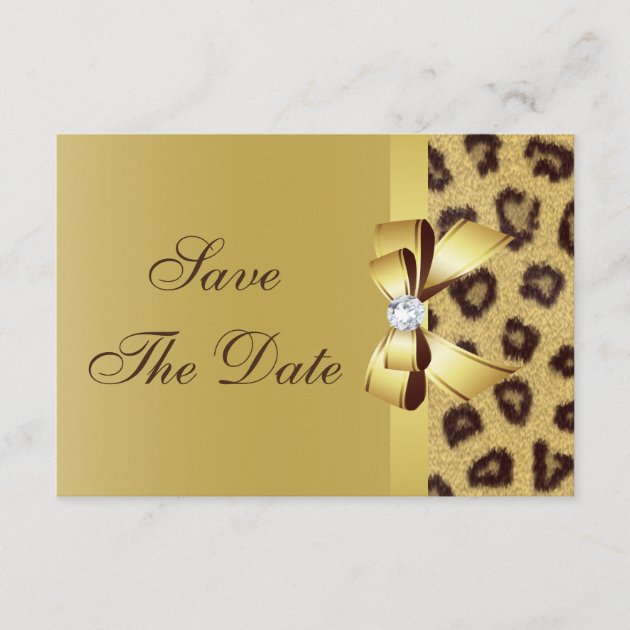Printed Bow, Diamond & Leopard Print Save the Date