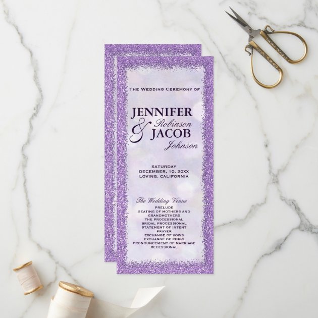 Wedding Program | Lavender With Glitter Frame