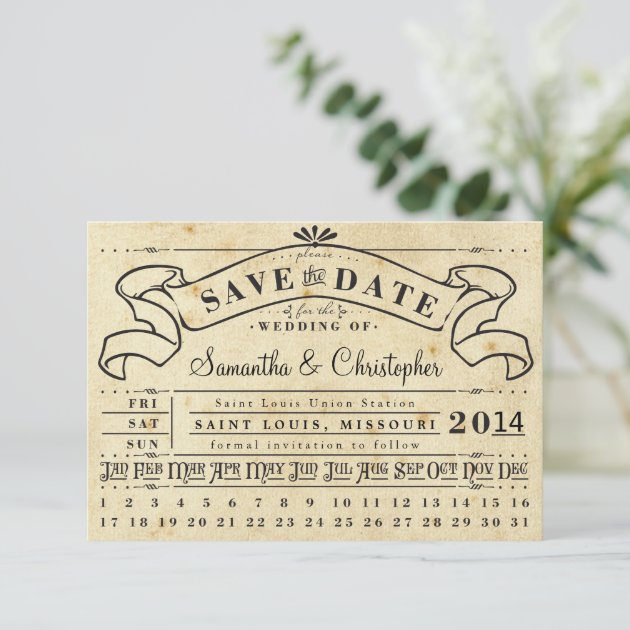 Punch Card Vintage Ticket Banner Save The Date