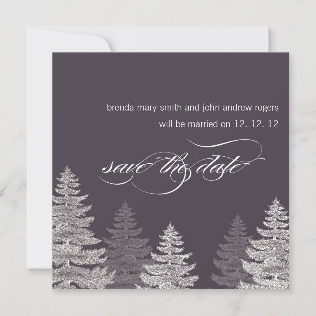 Winter Wedding Save the Date Cards Trees