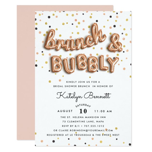 Rose Gold Brunch & Bubbly Bridal Shower Invitation
