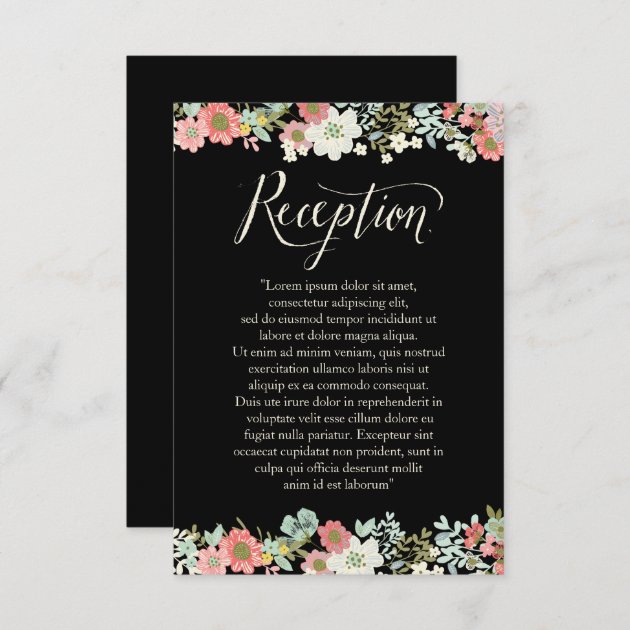 Floral Garden Border Wedding Reception Cards