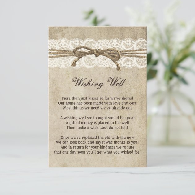 Vintage Elegance Twine On Lace Wishing Well Card