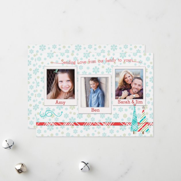 Snowflake & Trees Holiday Photo Card Template