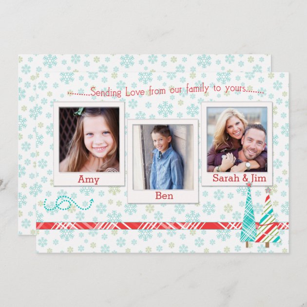 Snowflake & Trees Holiday Photo Card Template