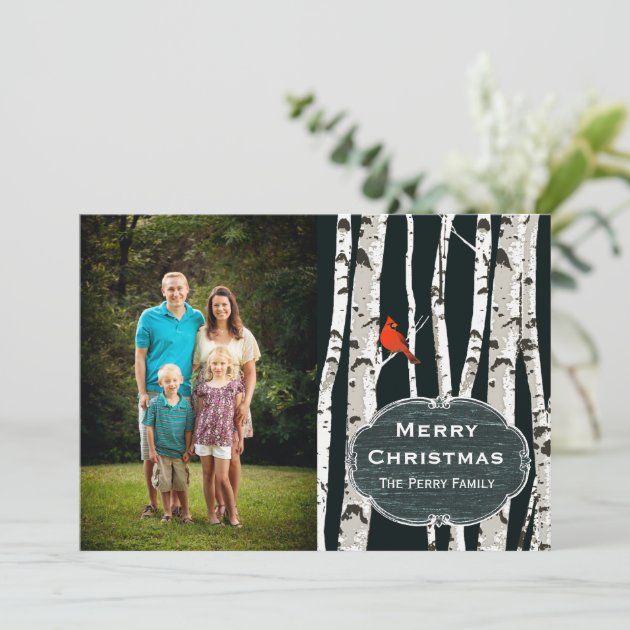 Birch Trees Custom Photo Christmas Greeting Holiday Card