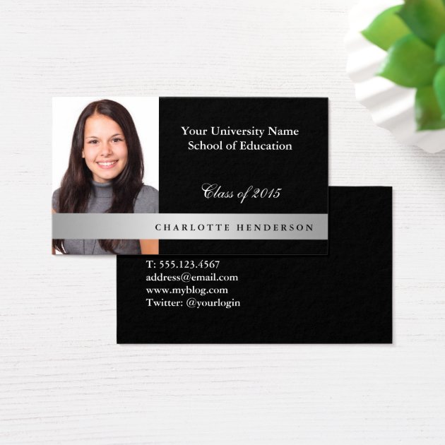 Photo Black Graduation Formal Networking Student Business Card