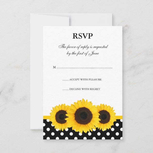 Sunflower White and Black Polka Dot Response Card