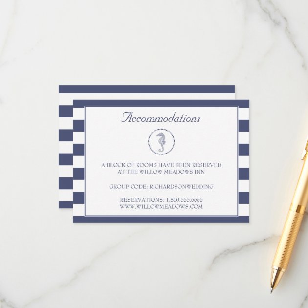 Wedding Accommodation Card | Blue Seahorse