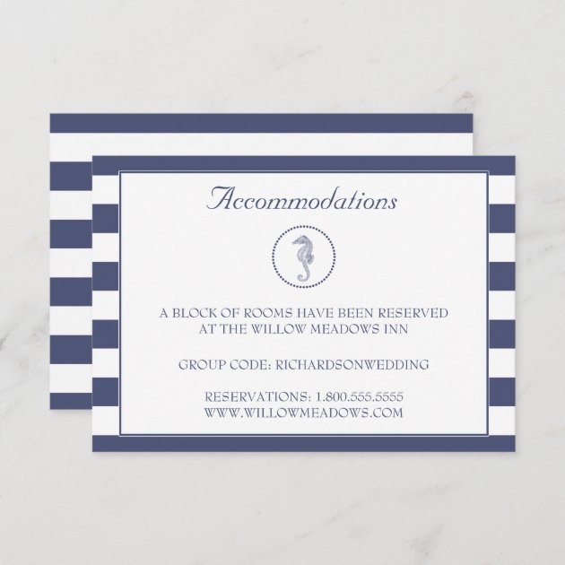 Wedding Accommodation Card | Blue Seahorse