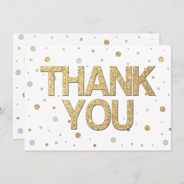 Gold Glitter Silver Foil Print Confetti Thank You