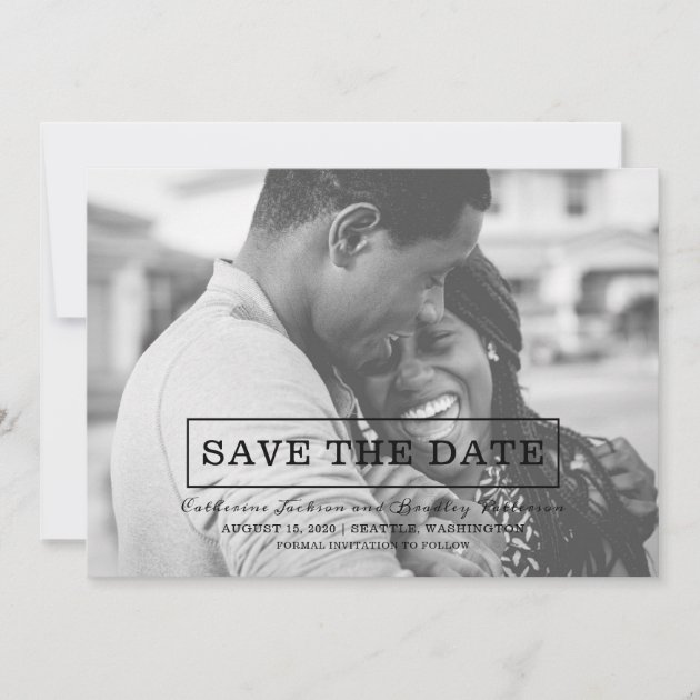 Modern Typography Photo Save The Date | Black