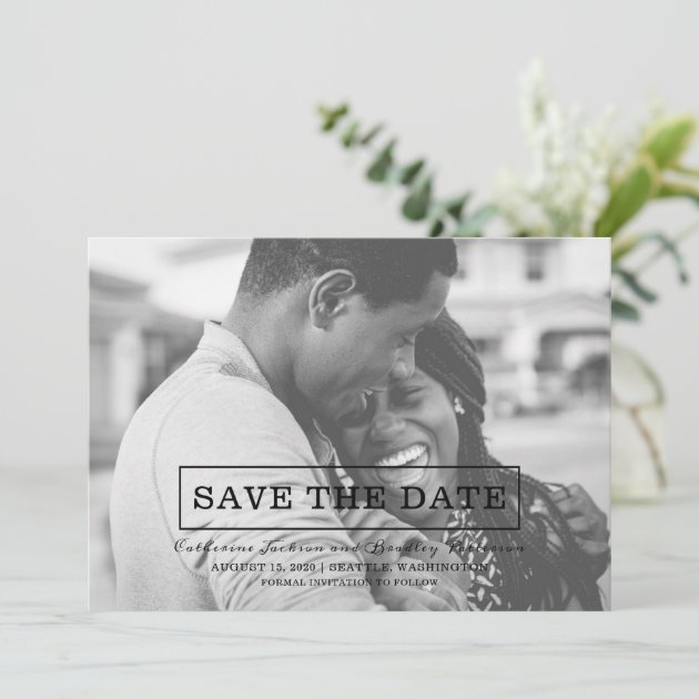Modern Typography Photo Save The Date | Black