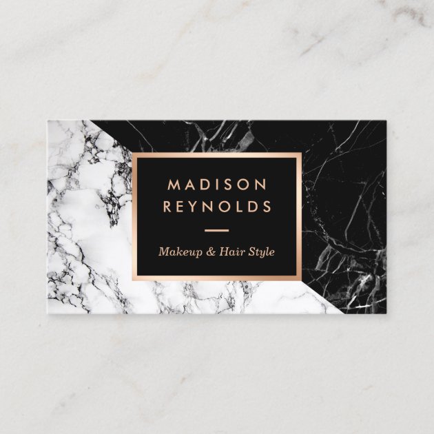 Makeup Artist Fashionable Mixed Black White Marble Business Card