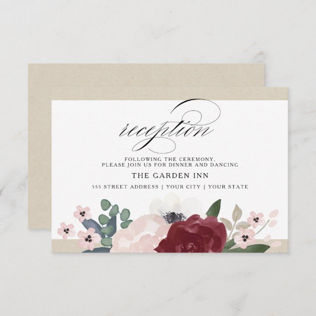 Romantic Florals Reception Enclosure Card
