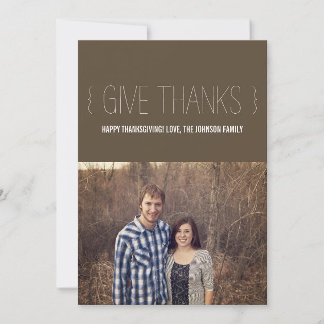 Brown Happy Thanksgiving Photo Flat Cards