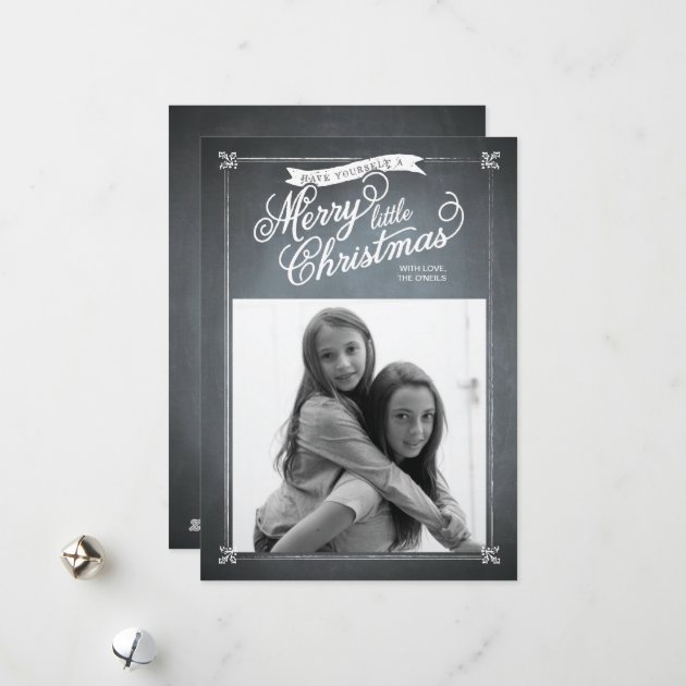 Chalkboard White Mistletoe Holiday Photo Card