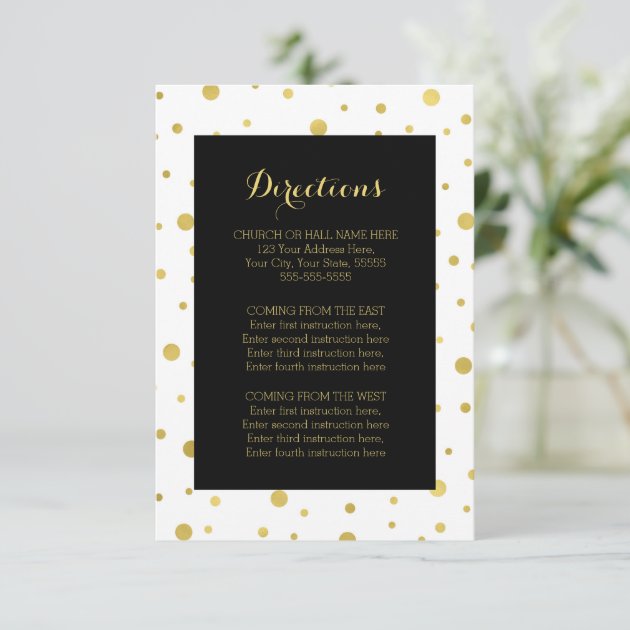 Black Gold Confetti Wedding Direction Insert