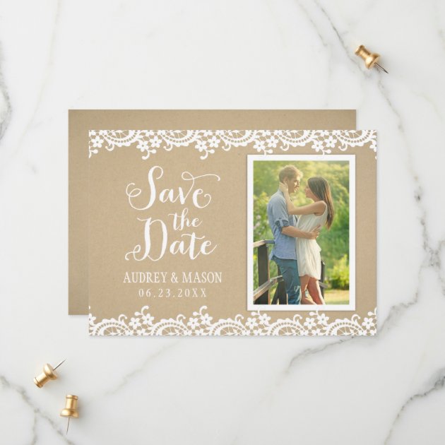 Save The Date Photo Card | Lace And Kraft