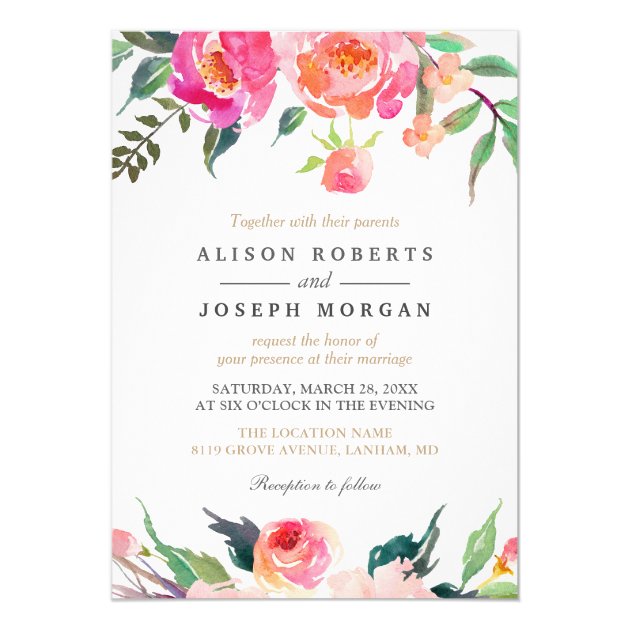 PAINTED BLOOMS Botanical Floral Wedding Invitation