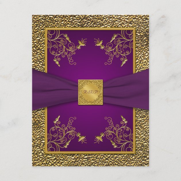 Royal Purple and Gold RSVP Card