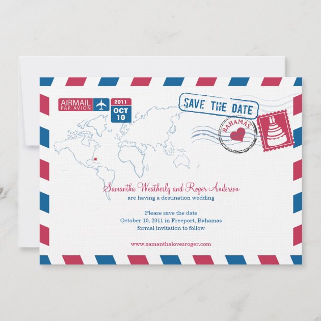 Bahamas Air Mail Wedding Save The Date