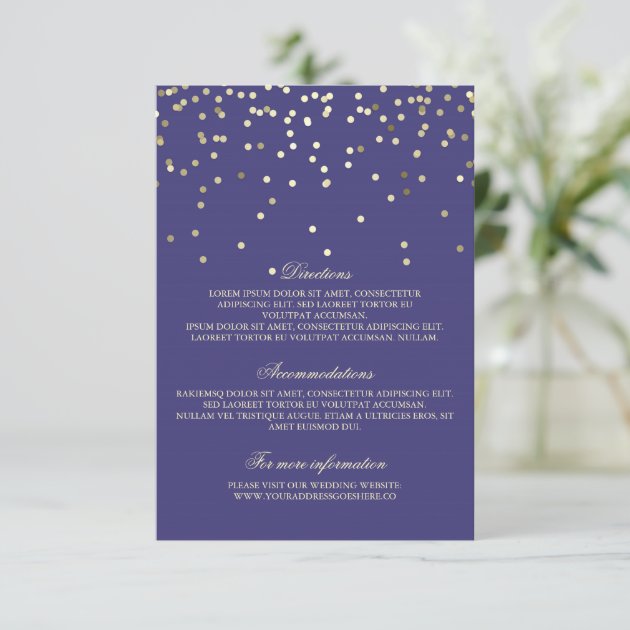 Gold Navy Confetti Wedding Details - Information Enclosure Card