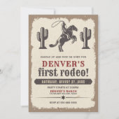 Western Rodeo Cowboy First Rodeo Birthday Invitation | Zazzle