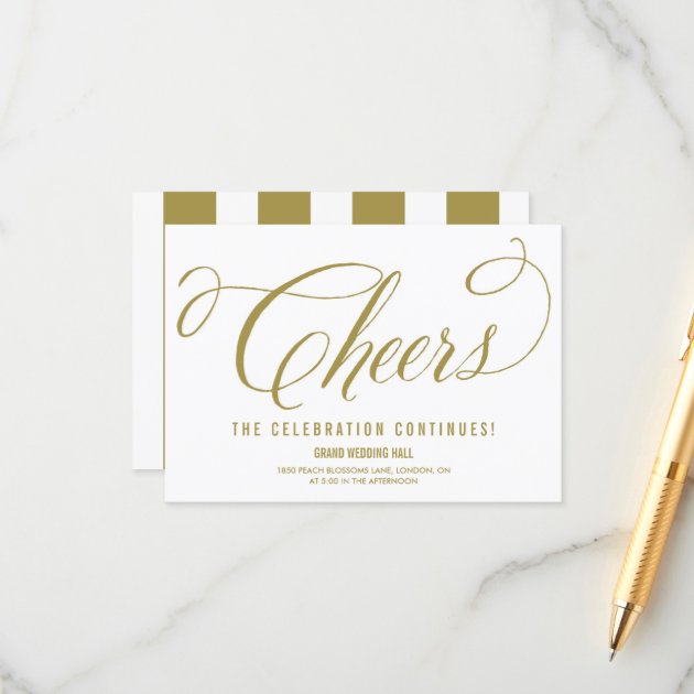Gold Mr. & Mrs. Elegant Script Wedding Reception Enclosure Card