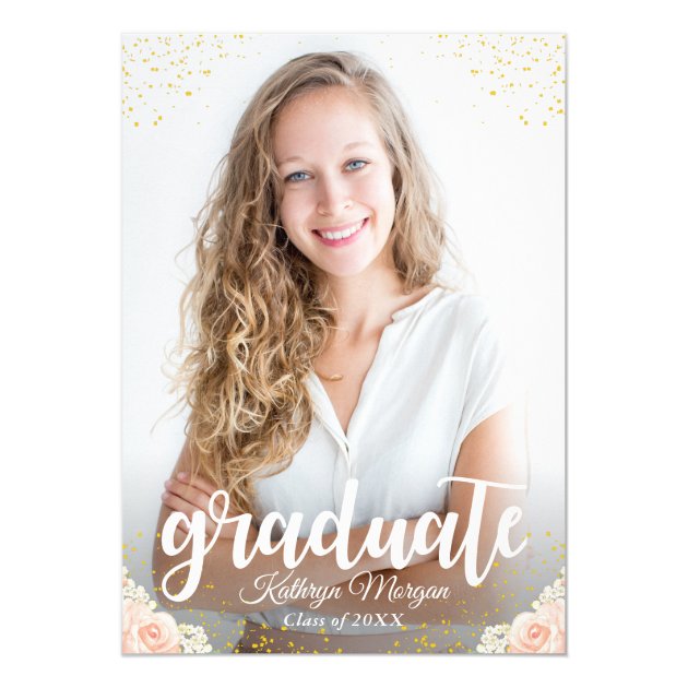 Gold Glitter Rose Garden Nursing Graduation Photo Card