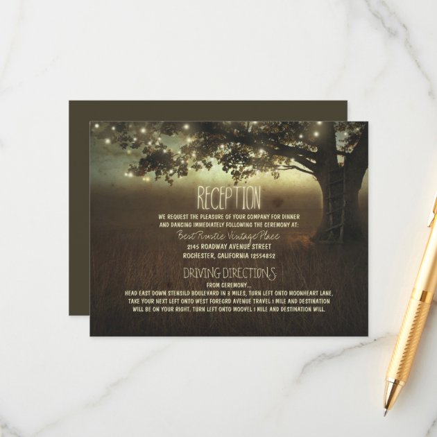 Tree Of Lights Rustic Wedding Reception Enclosure Card