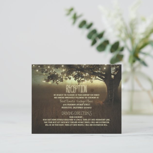 Tree Of Lights Rustic Wedding Reception Enclosure Card