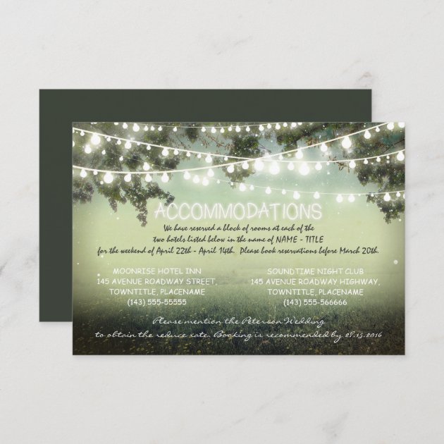Garden Lights Wedding Accommodation Cards