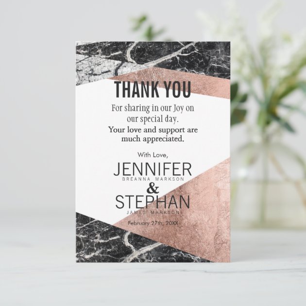 Modern Rose Gold And Marble Thank You Cards
