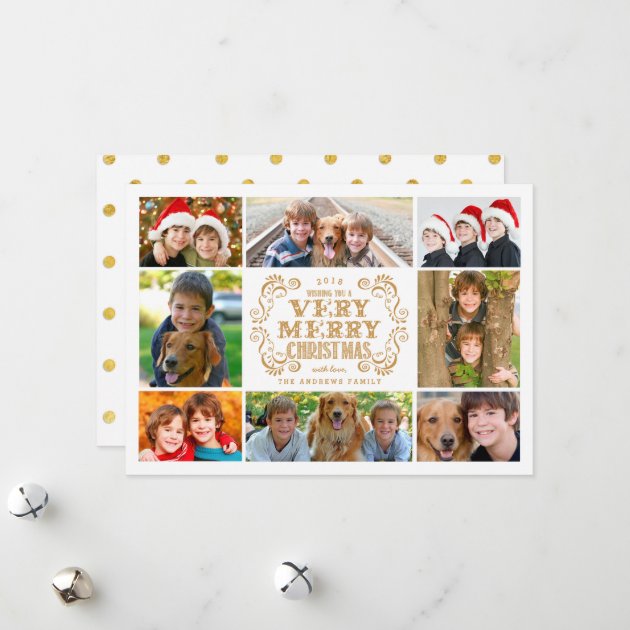 Modern Merry Christmas Collage Holidays Photo Card