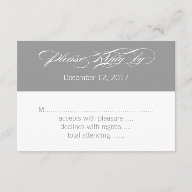 Gray White Modern Wedding RSVP Card