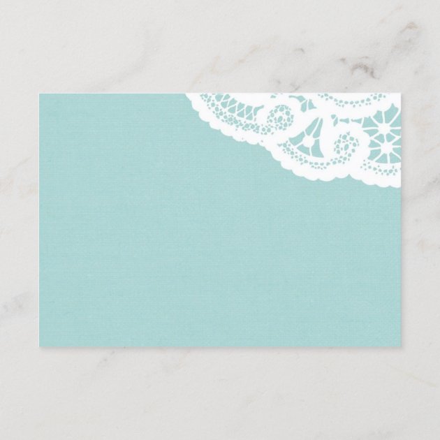Blue Lace Doily Wedding Directions Enclosure Card
