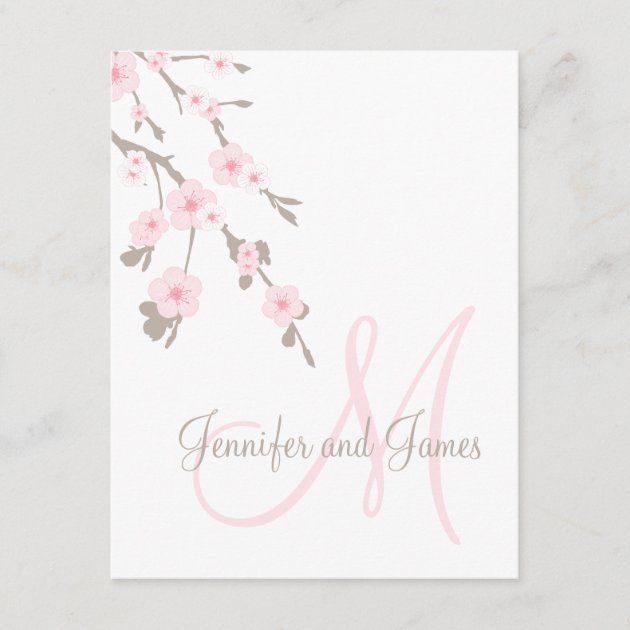 Cherry Blossom Wedding RSVP Cards Monogram